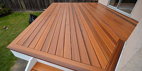 Natural cedar deck boards installed by Iconic Upscale — outdoor carpentry Houston Texas
